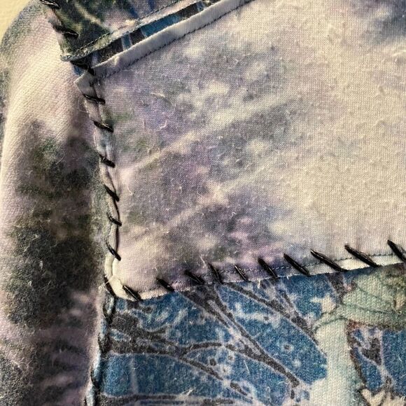 Alberto Makali Maximalist Sweater SMALL Rare Abstract Print Space Floral 1/4 zip - Picture 8 of 11